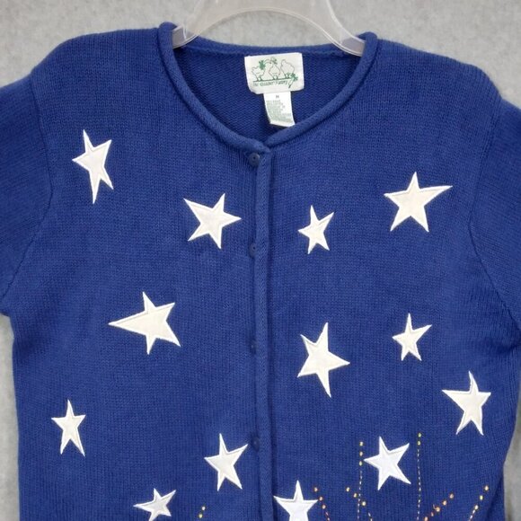 Quacker Factory | Patriotic Stars & Stripes Knit Cardigan Americana | Size M - Picture 2 of 7